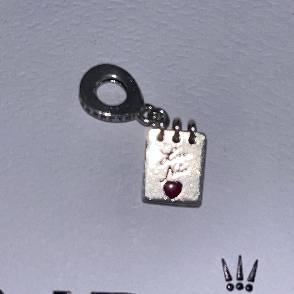 Pandora Silver and Red Heart Charm Bracelet